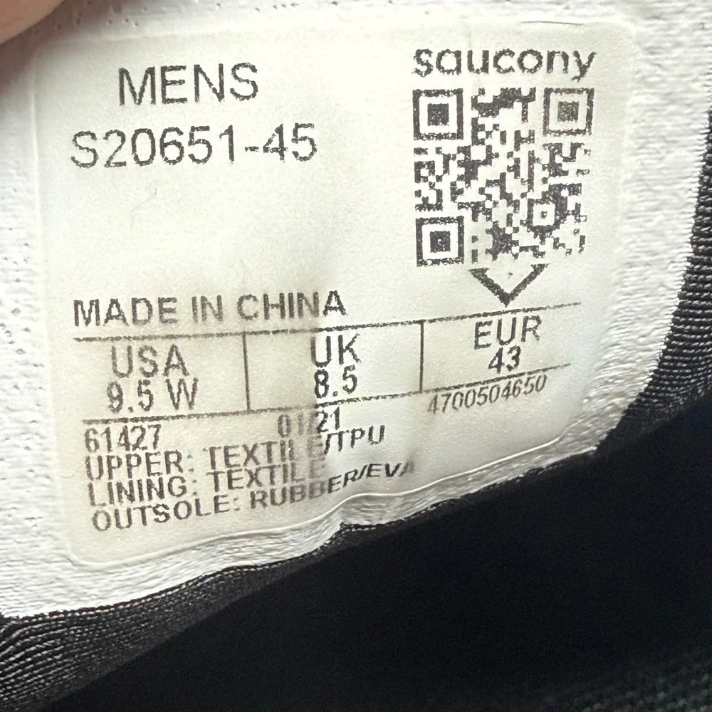 Saucony Ride 15 Mens Running Shoes Dark Gray Athletic Sneakers‎ Size 9.5 W Flaw